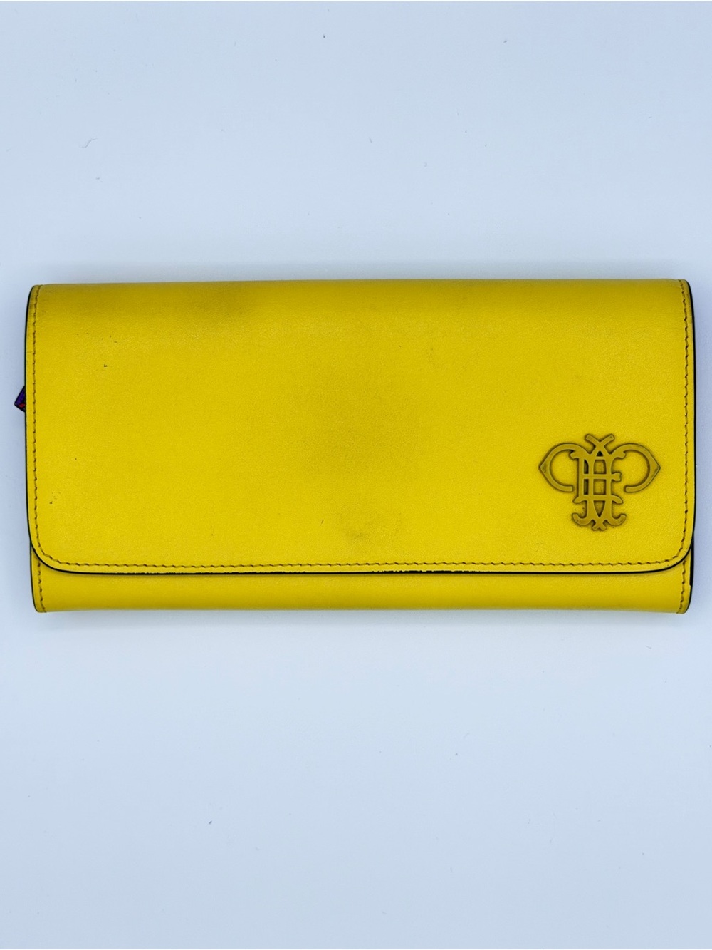 Emilio Pucci Yellow Leather Bird of Paradise Wallet with Logo